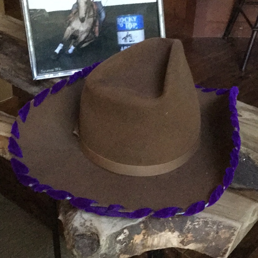 OOAK custom painted cowgirl cowboy felt western hat barrel national finals rodeo - Picture 7 of 11